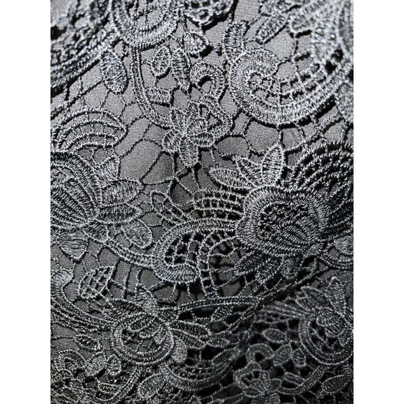 Bardot Dress Womens 12 Sexy Black Lace Puff Sleeve Tiered Mini Party Cocktail - Picture 4 of 14